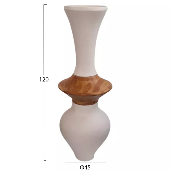 ΔΙΑΚΟΣΜΗΤΙΚΟ ΒΑΖΟ ΔΑΠΕΔΟΥ NEBULA HM4660.02S FIBER CEMENT ΛΕΥΚΟ--ΞΥΛΟ ΤΕΑΚ Φ45x120Υεκ