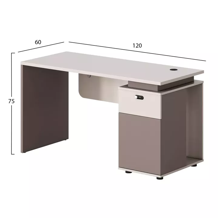 OFFICE DESK RIGHT CABINET NEWLINE HM18274R MELAMINE IN CREAM WHITE-LIGHT BROWN 120x60x75Hcm.