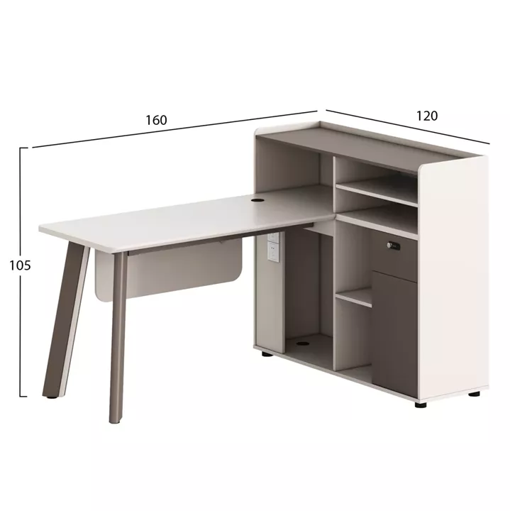 RIGHT CORNER OFFICE DESK NEWLINE HM18275R MELAMINE IN CREAM WHITE--ALUMINUM LEGS 160x120x105H