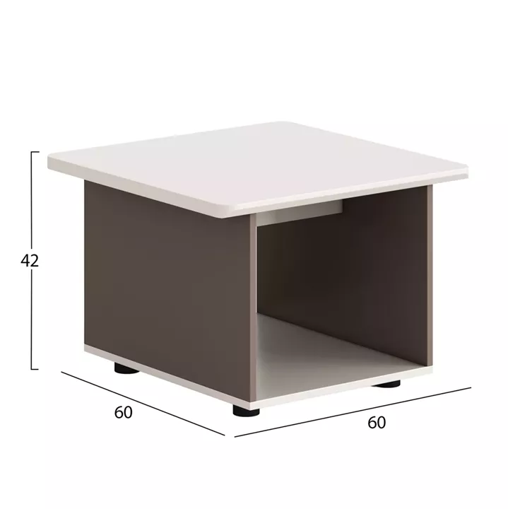 SIDE TABLE SERIES NEWLINE HM18286 MELAMINE IN CREAM WHITE-LIGHT BROWN 60x60x42Hcm.