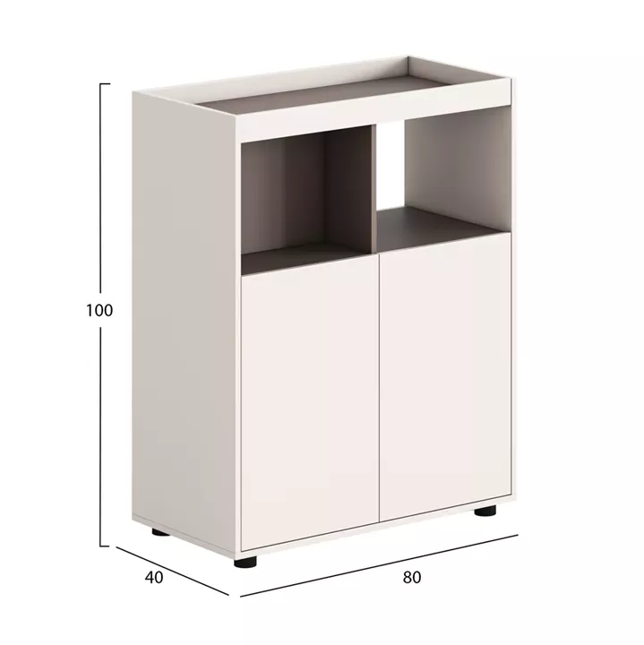 CABINET/BOOKCASE NEWLINE HM18284 MELAMINE IN CREAM WHITE-LIGHT BROWN 80x40x100Hcm.