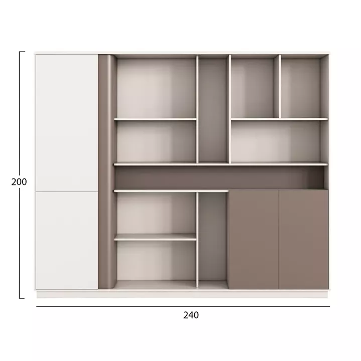 OFFICE BOOKCASE NEWLINE HM18279 MELAMINE IN CREAM WHITE & LIGHT BROWN 240x40x200Hcm.