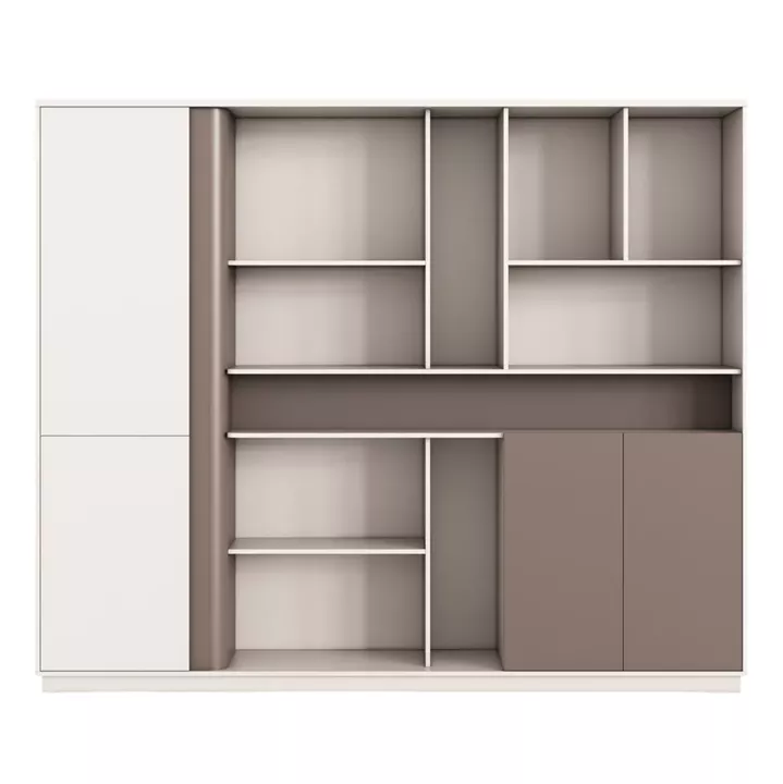 OFFICE BOOKCASE NEWLINE HM18279 MELAMINE IN CREAM WHITE & LIGHT BROWN 240x40x200Hcm.