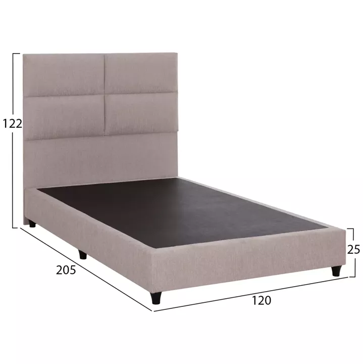 BED SEMI-DOUBLE WITH BEIGE FABRIC MILO HM646.32 FOR MATTRESS 120x200cm.