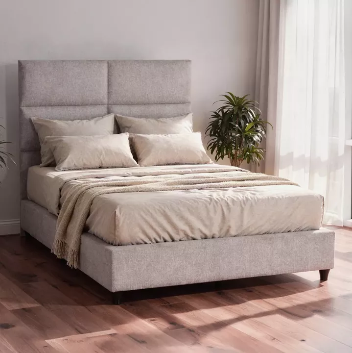 BED SEMI-DOUBLE WITH BEIGE FABRIC MILO HM646.32 FOR MATTRESS 120x200cm.