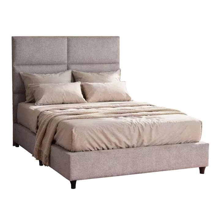 BED SEMI-DOUBLE WITH BEIGE FABRIC MILO HM646.32 FOR MATTRESS 120x200cm.