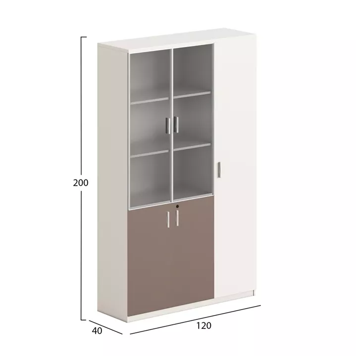 ΒΙΒΛΙΟΘΗΚΗ/ΝΤΟΥΛΑΠΙ NEWLINE HM18280 ΜΕΛΑΜΙΝΗ ΛΕΥΚΗ-ΑΝΟΙΧΤΟ ΚΑΦΕ--ΓΥΑΛΙ 120x40x200Υεκ