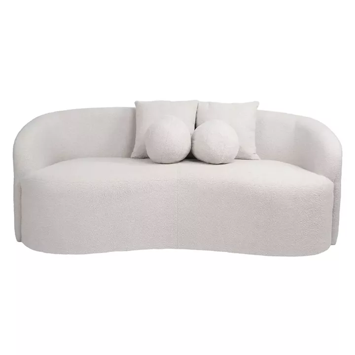 LYON Καναπές 2θ - Σαλονιού - Καθιστικού, Teddy Ύφασμα Άσπρο