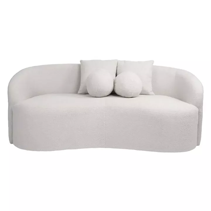 LYON Καναπές 2θ - Σαλονιού - Καθιστικού, Teddy Ύφασμα Άσπρο