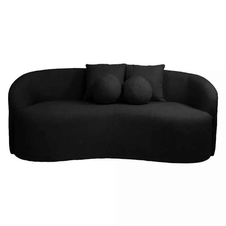 LYON Καναπές 2θ - Σαλονιού - Καθιστικού, Teddy Ύφασμα Μαύρο