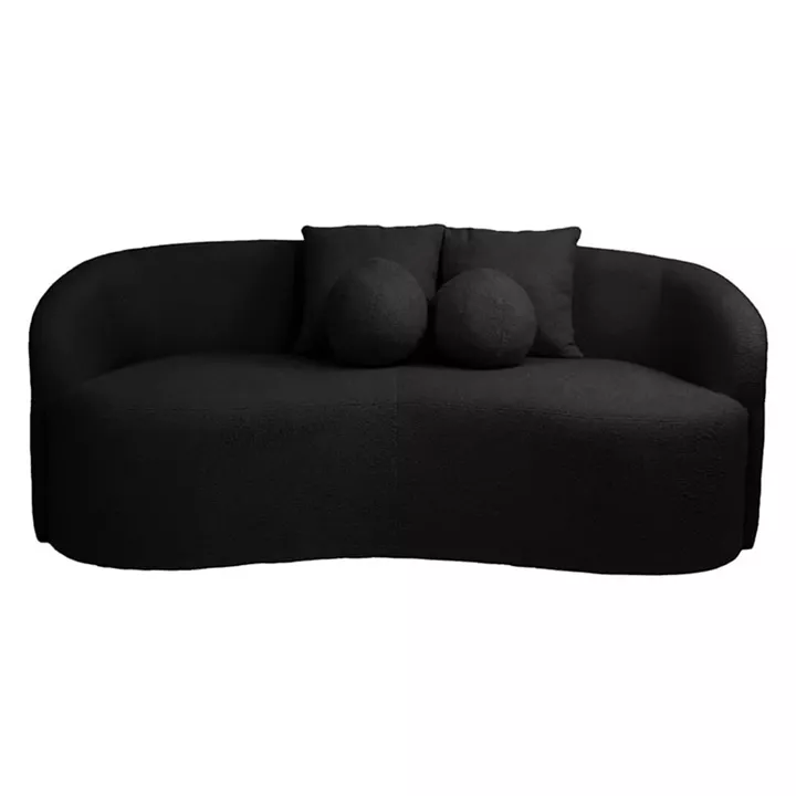LYON Καναπές 2θ - Σαλονιού - Καθιστικού, Teddy Ύφασμα Μαύρο