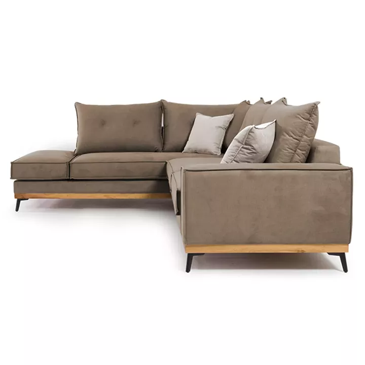 Corner sofa Luxury II pakoworld right corner fabric mocha-cream 290x235x95cm