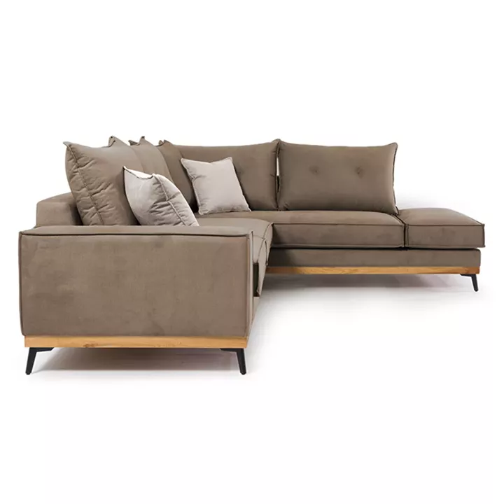 Corner sofa Luxury II pakoworld left corner fabric mocha-cream 290x235x95cm