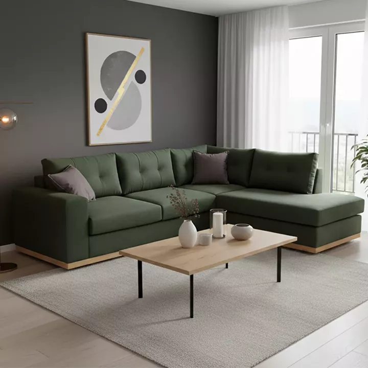 Γωνιακός καναπές αριστερή γωνία Boston pakoworld ύφασμα κυπαρισσί-ανθρακί 280x225x90εκ