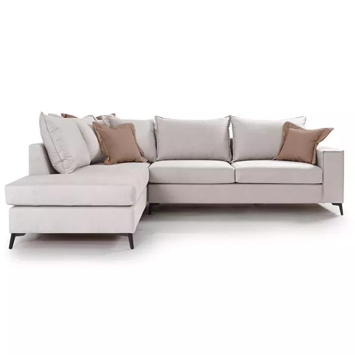 Corner sofa Boston pakoworld right corner fabric cream-mocha 290x235x95cm