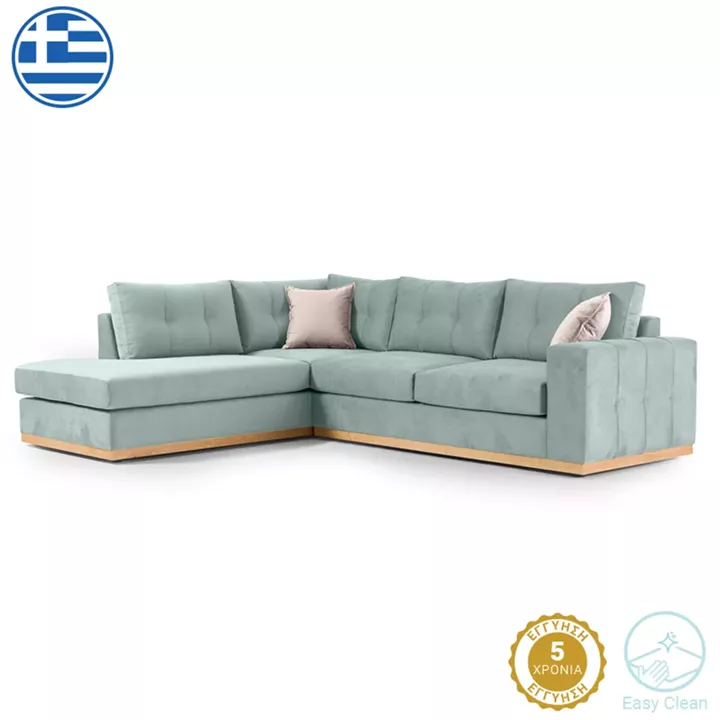 Γωνιακός καναπές δεξιά γωνία Boston pakoworld ύφασμα ciel-cream 280x225x90εκ