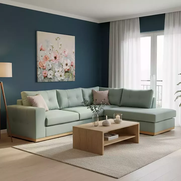 Γωνιακός καναπές αριστερή γωνία Boston pakoworld ύφασμα ciel-cream 280x225x90εκ