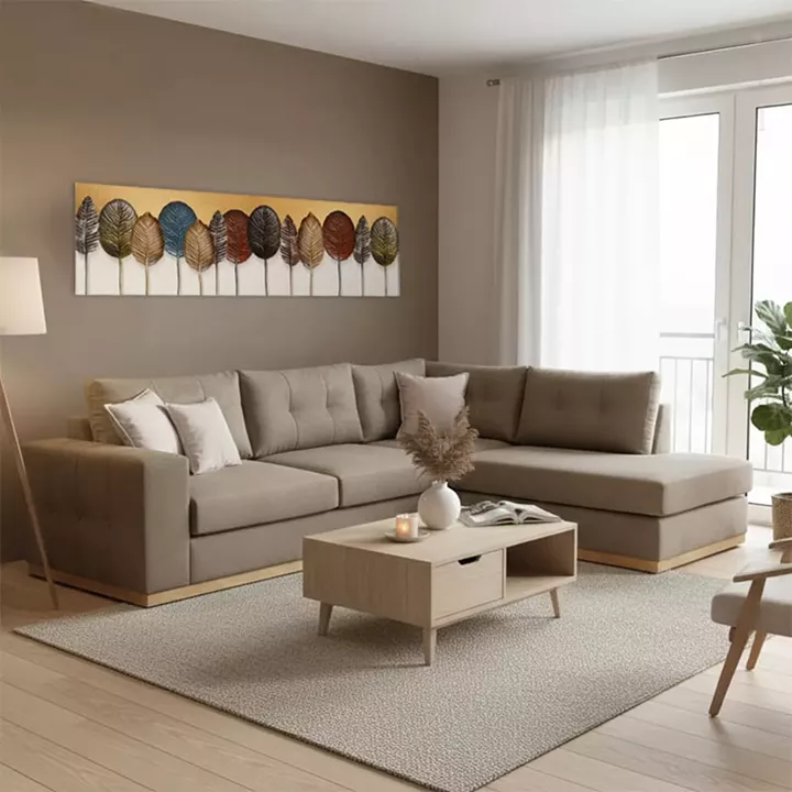 Γωνιακός καναπές αριστερή γωνία Boston pakoworld ύφασμα mocha-cream 280x225x90εκ