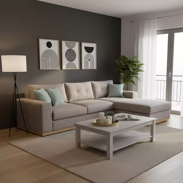 Γωνιακός καναπές δεξιά γωνία Boston pakoworld ύφασμα elephant-ciel 280x225x90εκ