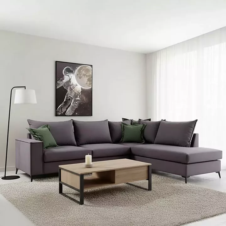 Corner sofa  Romantic pakoworld left corner fabric dark grey-dark green 290x235x95cm