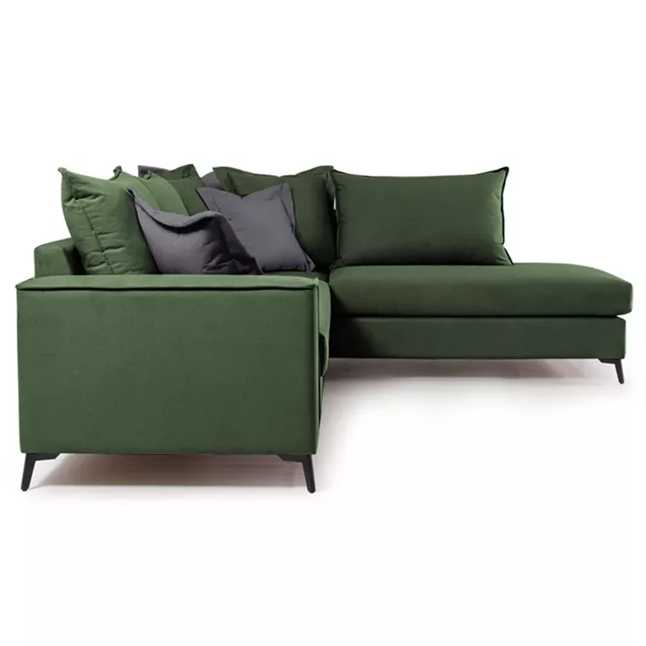 Corner sofa Romantic pakoworld left corner fabric dark green-dark grey 290x235x95cm