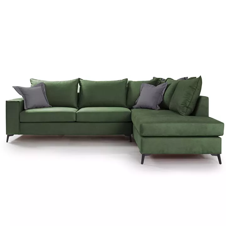 Corner sofa Romantic pakoworld left corner fabric dark green-dark grey 290x235x95cm