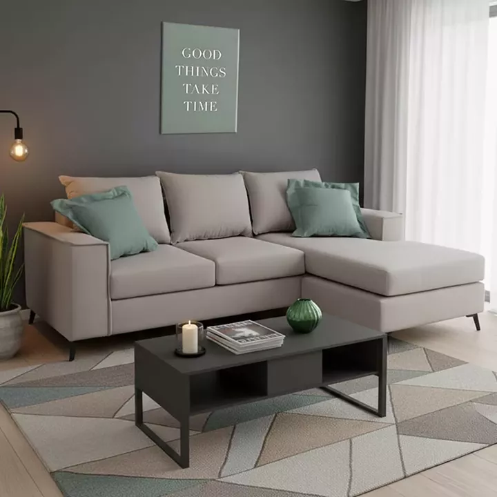 Corner sofa Fabulous pakoworld reversible fabric elephant-ciel 240x165x95cm