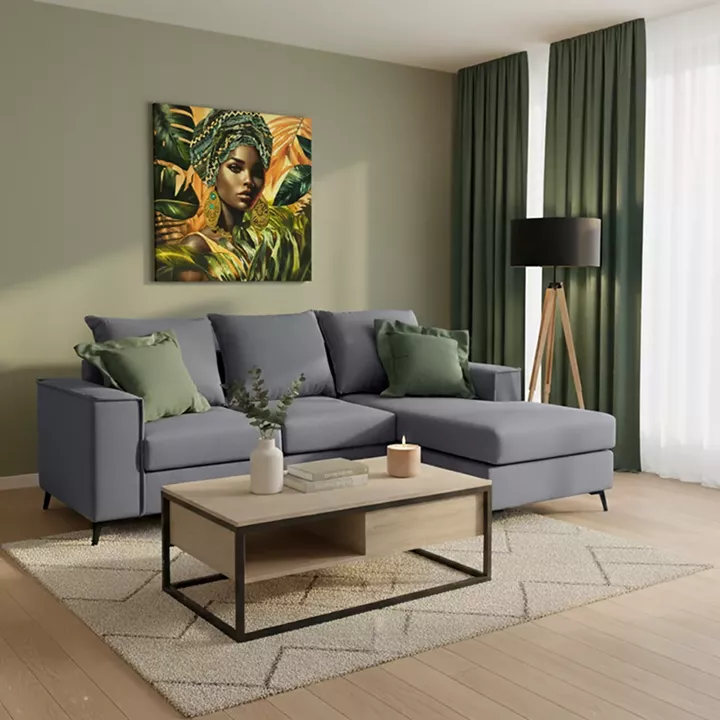 Corner sofa Fabulous pakoworld reversible charcoal-cypress fabric 240x165x95cm