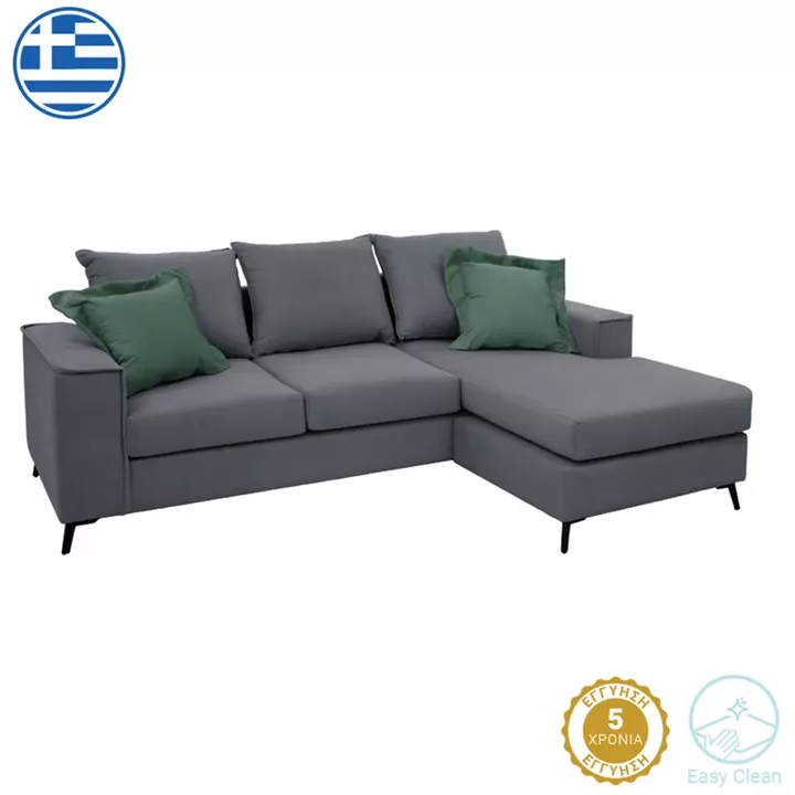 Corner sofa Fabulous pakoworld reversible charcoal-cypress fabric 240x165x95cm