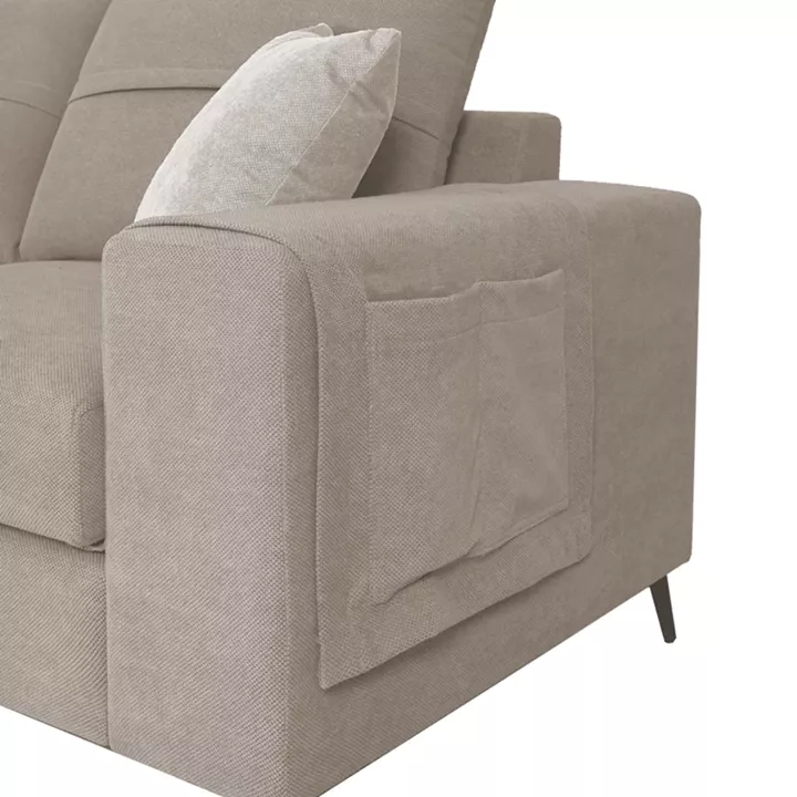 Right corner sofa Montana pakoworld grey-beige fabric-light grey cushions 275x215x93cm