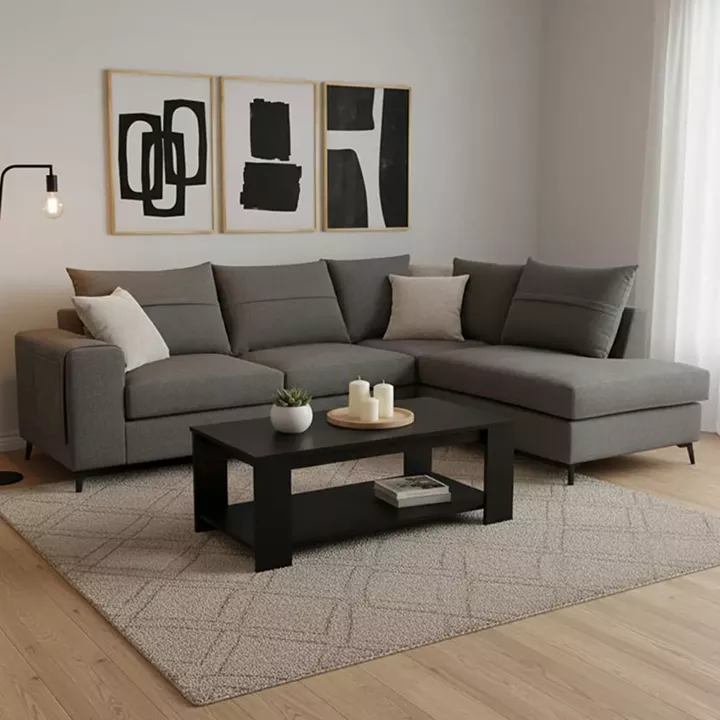 Left corner sofa Montana pakoworld grey fabric-light grey cushions 275x215x93cm