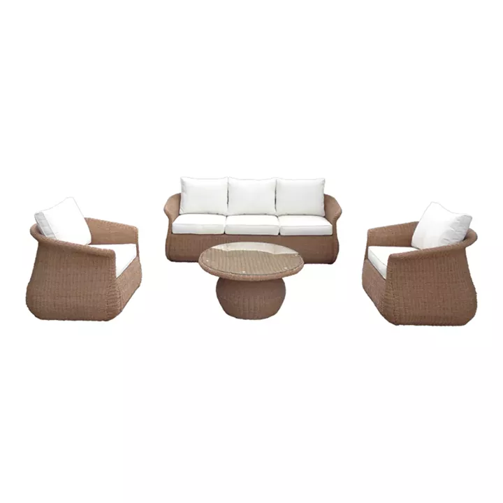 Tropicana pakoworld garden lounge set 4pcs pe rattan in brown shade - beige fabric