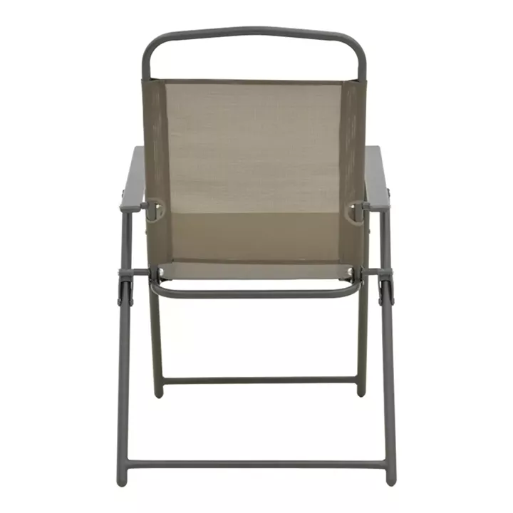 Foldable chair Vela pakoworld anthracite metal-textilene in brown color 53x58x90cm