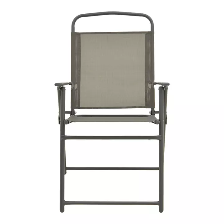 Foldable chair Vela pakoworld anthracite metal-textilene in brown color 53x58x90cm