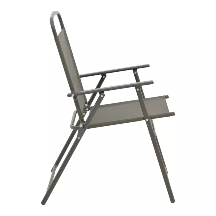 Foldable chair Vela pakoworld anthracite metal-textilene in brown color 53x58x90cm