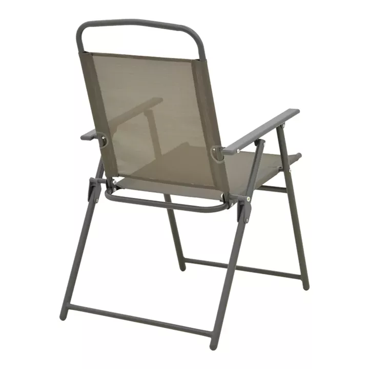Foldable chair Vela pakoworld anthracite metal-textilene in brown color 53x58x90cm