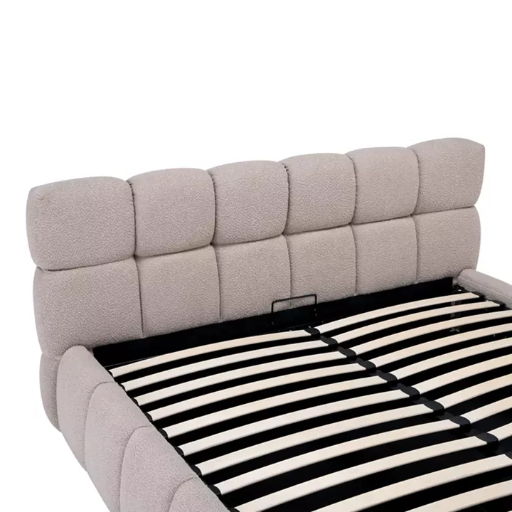 Κρεβάτι Jeby pakoworld ύφασμα σε μπεζ απόχρωση με αποθηκευτικό χώρο 160x200εκ