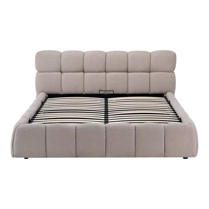 Κρεβάτι Jeby pakoworld ύφασμα σε μπεζ απόχρωση με αποθηκευτικό χώρο 160x200εκ