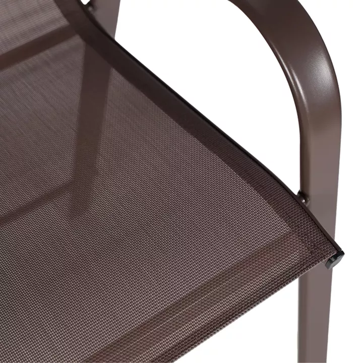Σκαμπό μπαρ μεσαίου ύψους Calan pakoworld σκούρο καφέ μέταλλο-textilene σε καφέ απόχρωση 55x70x114εκ