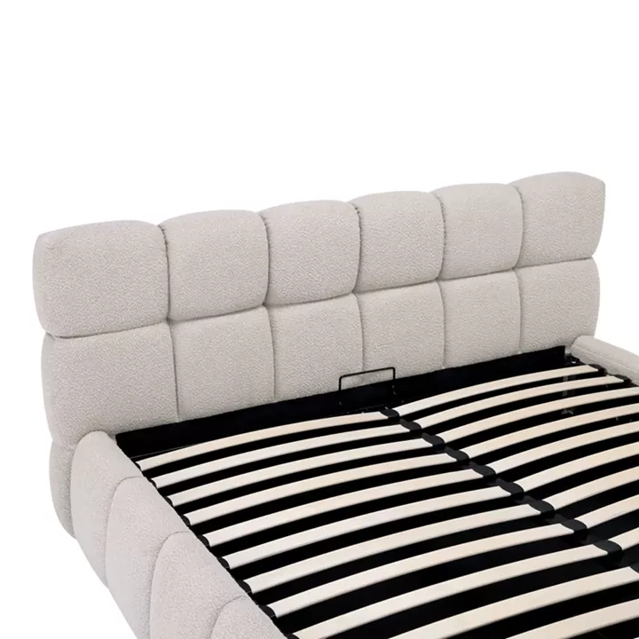 Κρεβάτι Jeby pakoworld ύφασμα σε κρεμ απόχρωση με αποθηκευτικό χώρο 160x200εκ