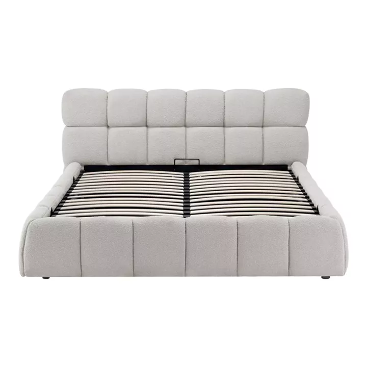 Κρεβάτι Jeby pakoworld ύφασμα σε κρεμ απόχρωση με αποθηκευτικό χώρο 160x200εκ