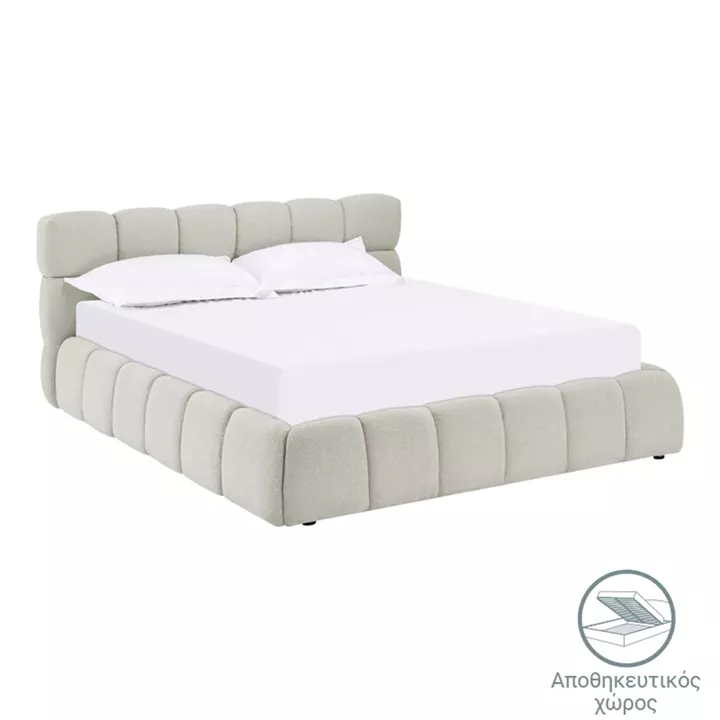 Κρεβάτι Jeby pakoworld ύφασμα σε κρεμ απόχρωση με αποθηκευτικό χώρο 160x200εκ