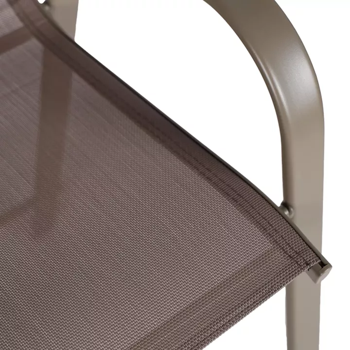 Σκαμπό μπαρ μεσαίου ύψους Calan pakoworld σαμπανιζέ μέταλλο-textilene σε ανοιχτή καφέ απόχρωση 55x70x114εκ