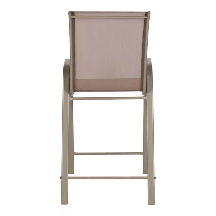 Σκαμπό μπαρ μεσαίου ύψους Calan pakoworld σαμπανιζέ μέταλλο-textilene σε ανοιχτή καφέ απόχρωση 55x70x114εκ