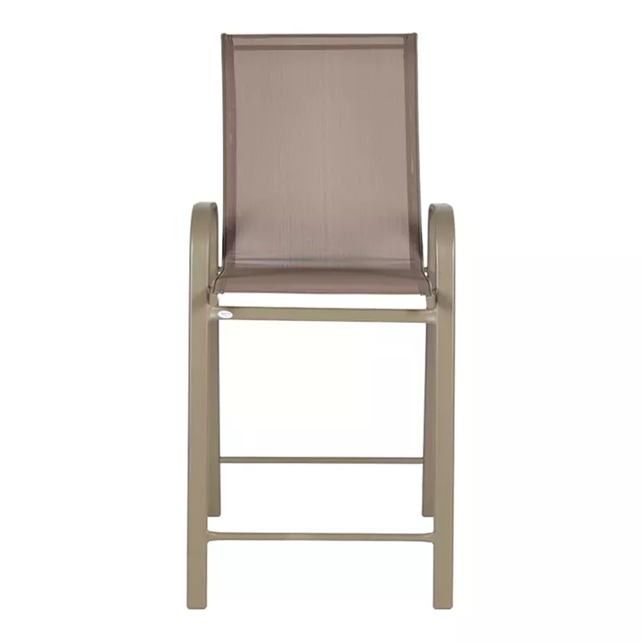 Σκαμπό μπαρ μεσαίου ύψους Calan pakoworld σαμπανιζέ μέταλλο-textilene σε ανοιχτή καφέ απόχρωση 55x70x114εκ