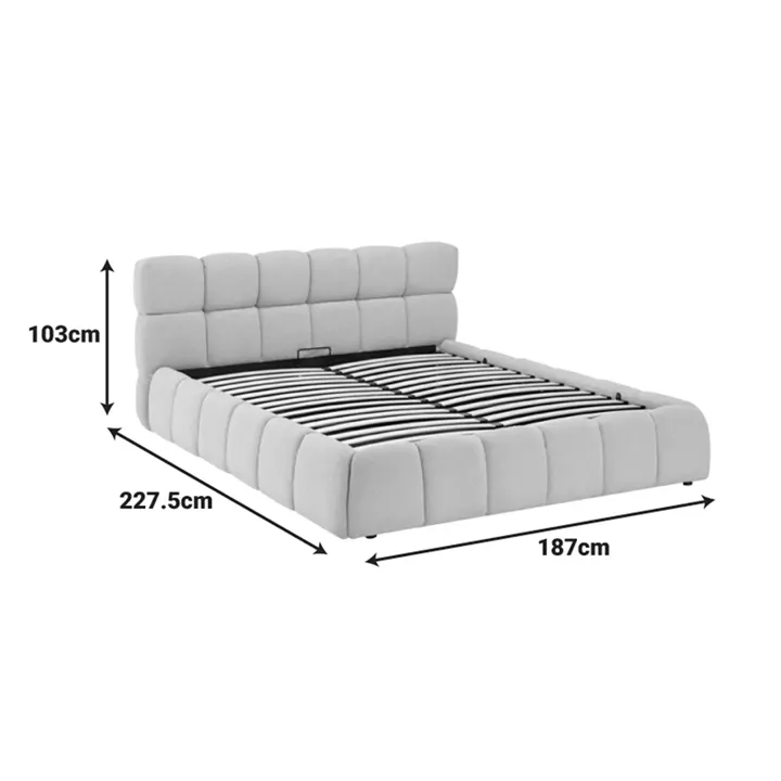 Κρεβάτι Jeby pakoworld ύφασμα σε γκρι απόχρωση με αποθηκευτικό χώρο 160x200εκ