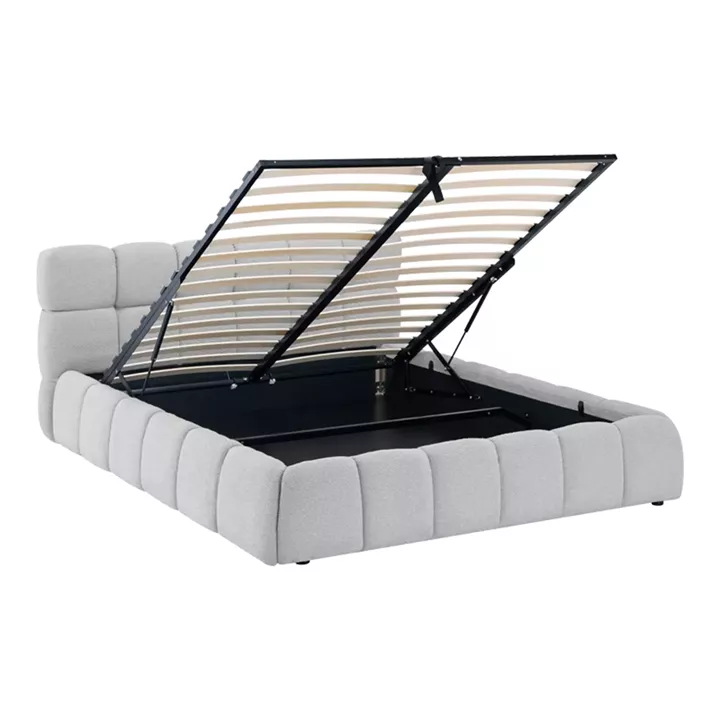 Κρεβάτι Jeby pakoworld ύφασμα σε γκρι απόχρωση με αποθηκευτικό χώρο 160x200εκ