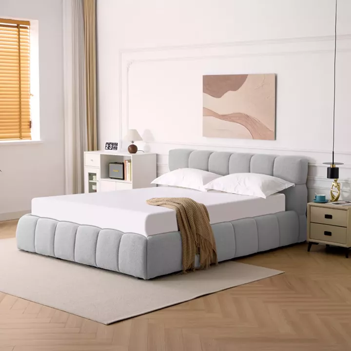 Κρεβάτι Jeby pakoworld ύφασμα σε γκρι απόχρωση με αποθηκευτικό χώρο 160x200εκ