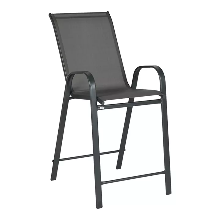 Σκαμπό μπαρ μεσαίου ύψους Calan pakoworld μέταλλο-textilene σε ανθρακί απόχρωση 55x70x114εκ