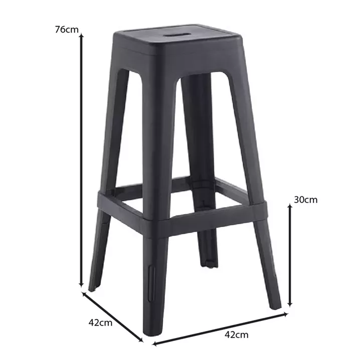 RELIX PP Σκαμπό BAR Στοιβαζόμενο, PP Απόχρωση Μαύρο